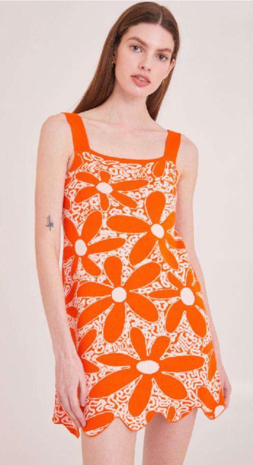 VESTIDO FLOWER naranja m/l