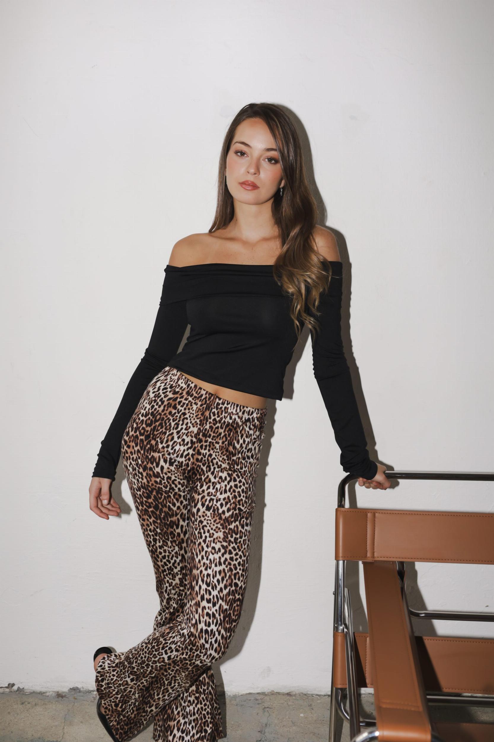 Pant Print marron m