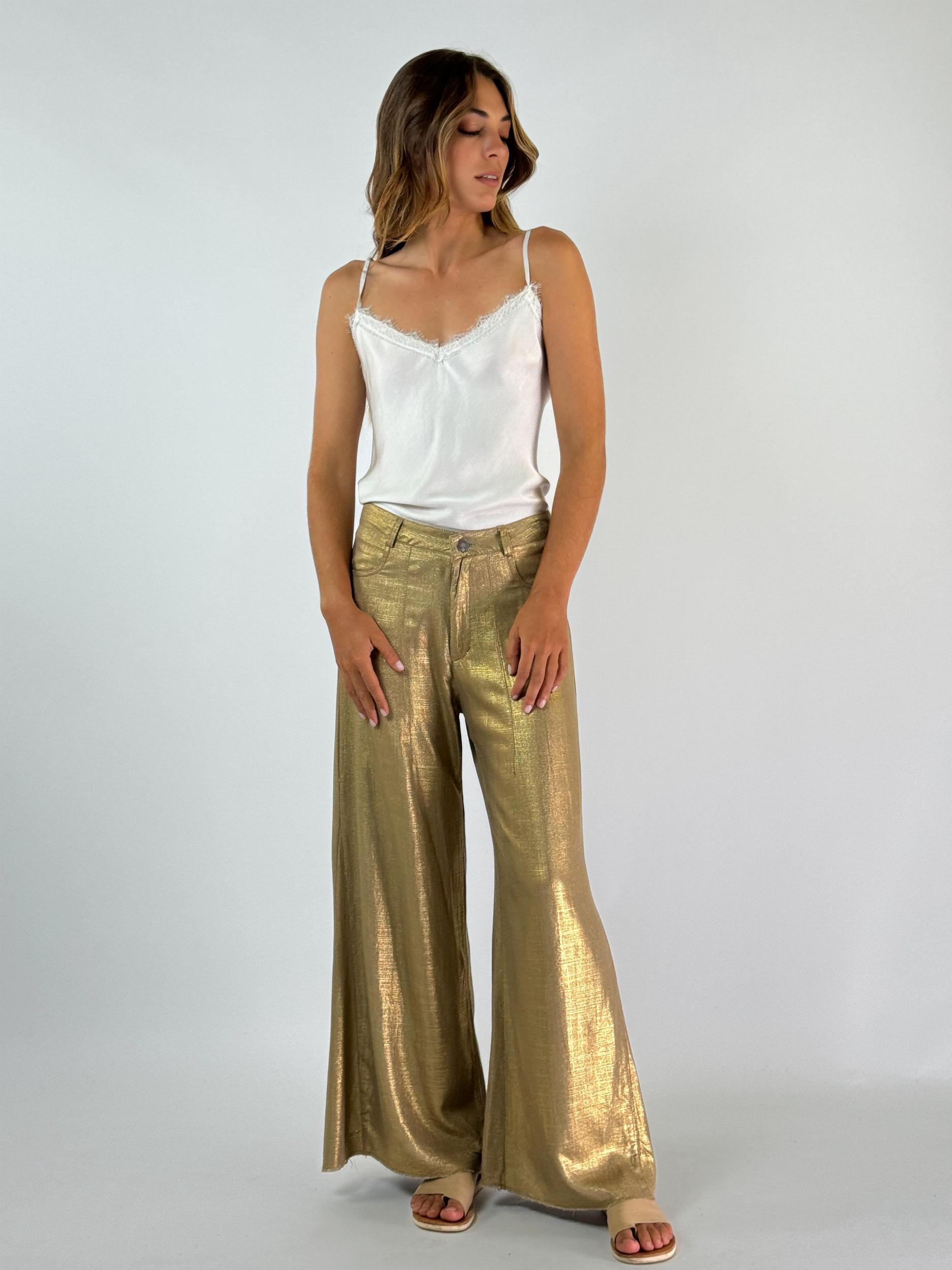 PANTALON JACINTO NEW METALIZADO dorado m