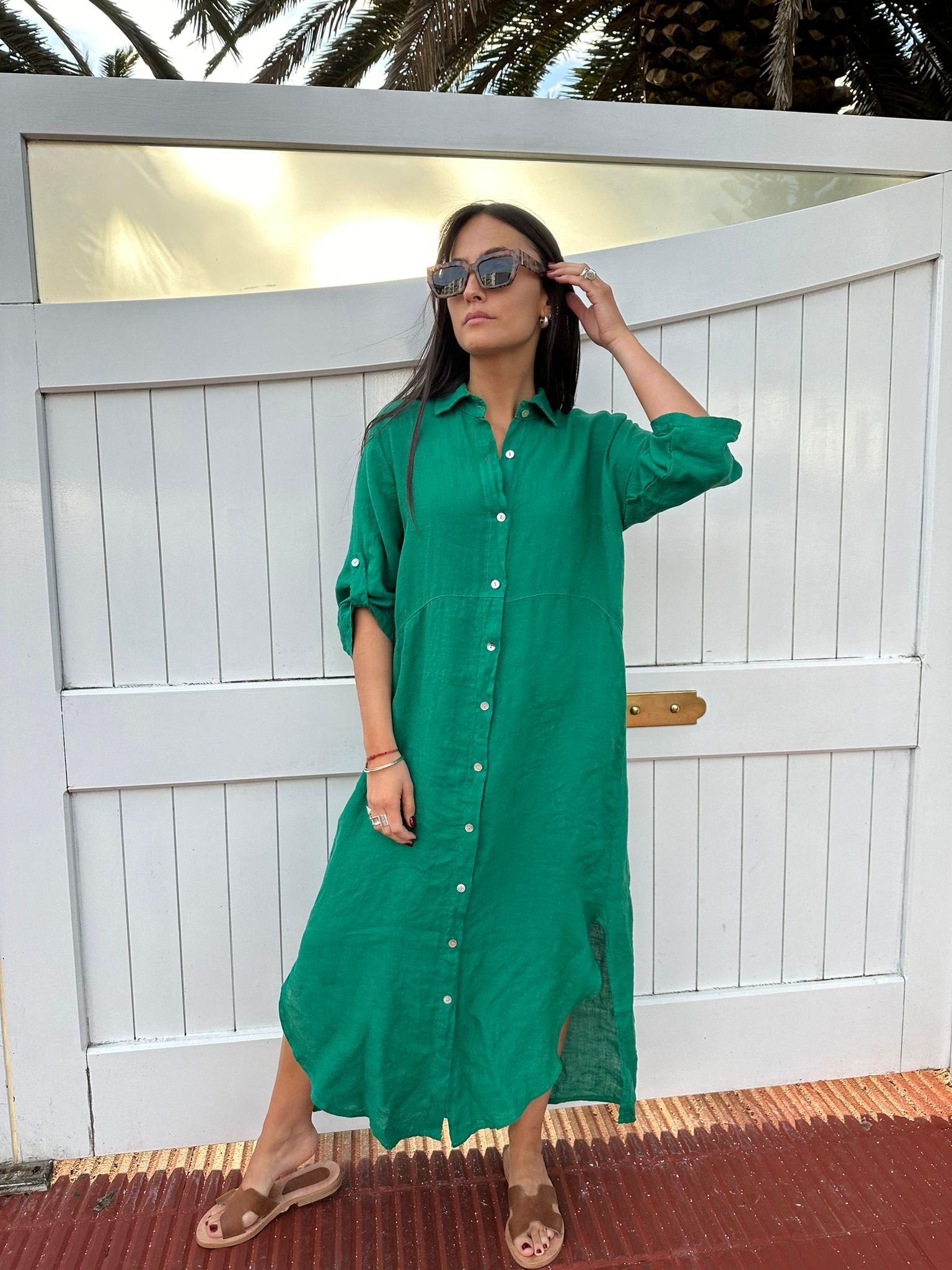 Vestido Camisero Livorno verde talle unico