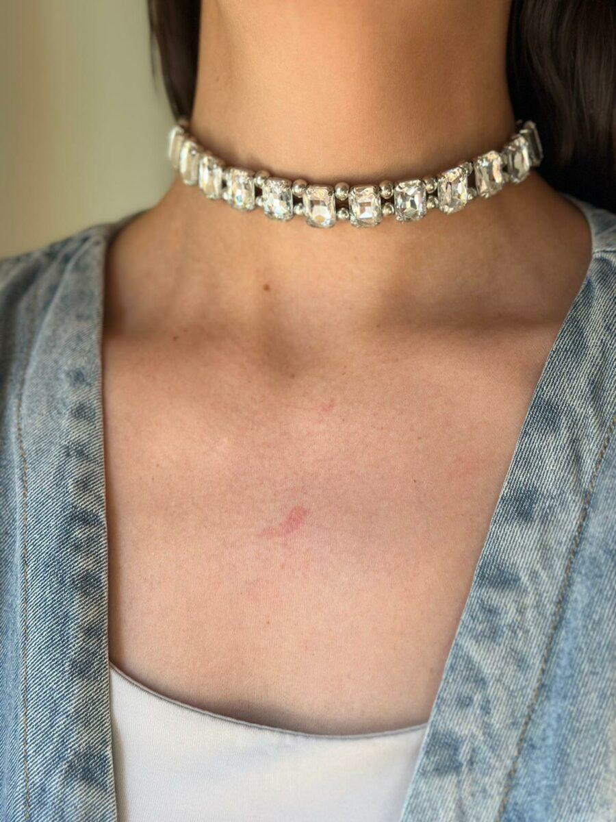 Choker Shine plateado talle unico