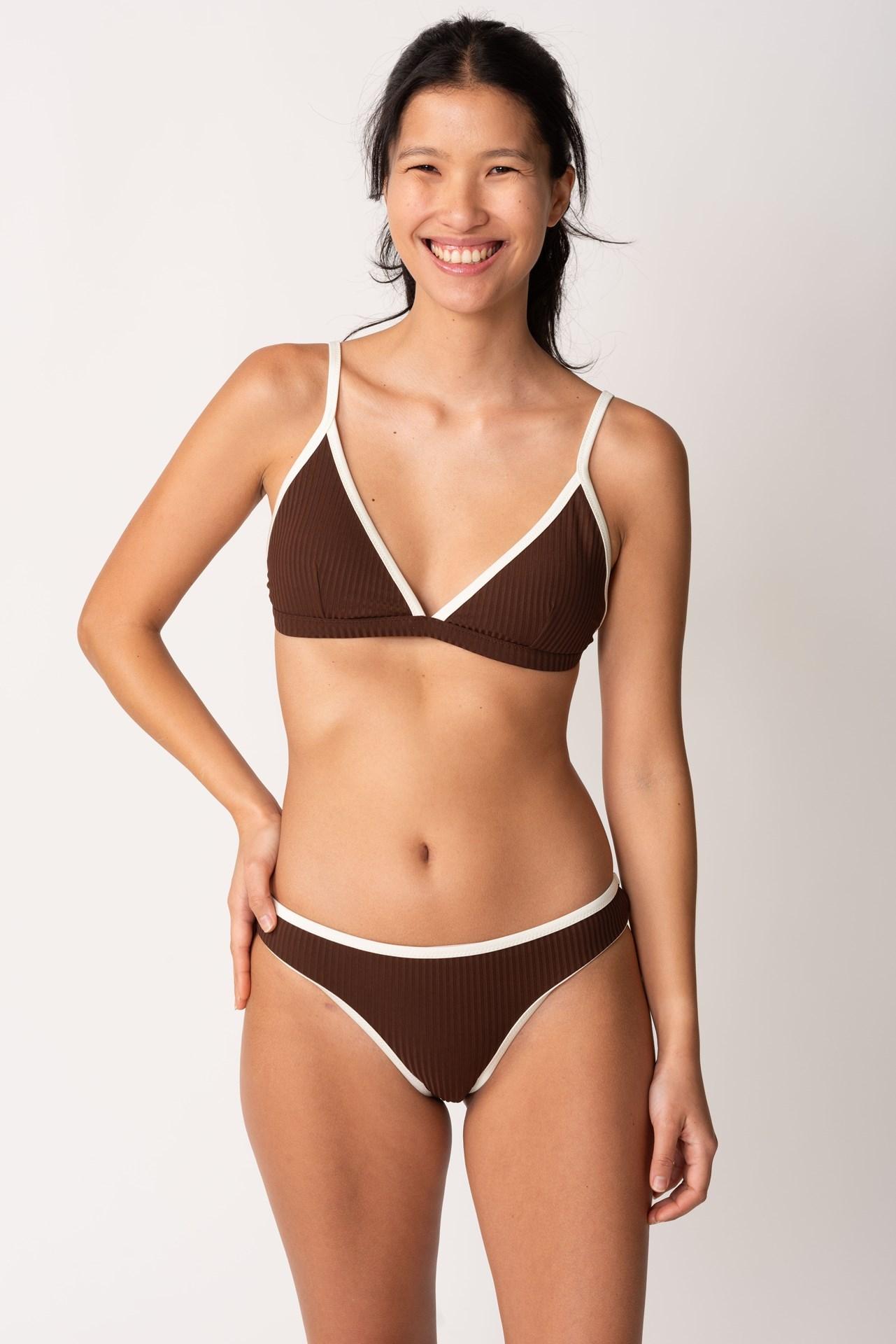 Copa Cabana - Bikini Triángulo Fijo Ribeteado chocolate l