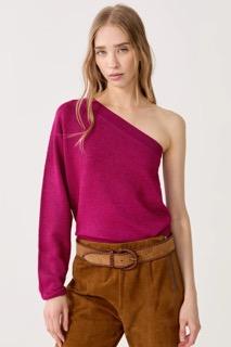 Top de punto glitter One Shoulder - Fucsia fucsia s/m