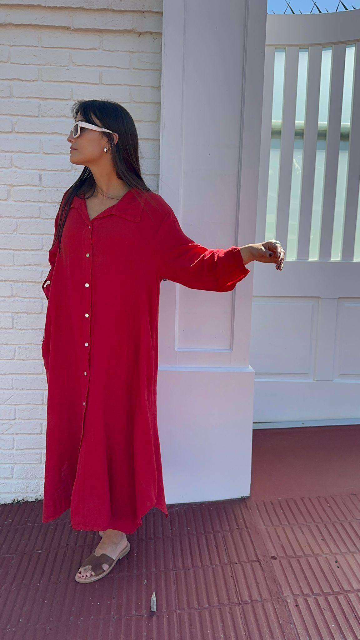 Vestido Camisero Chianti rojo talle unico