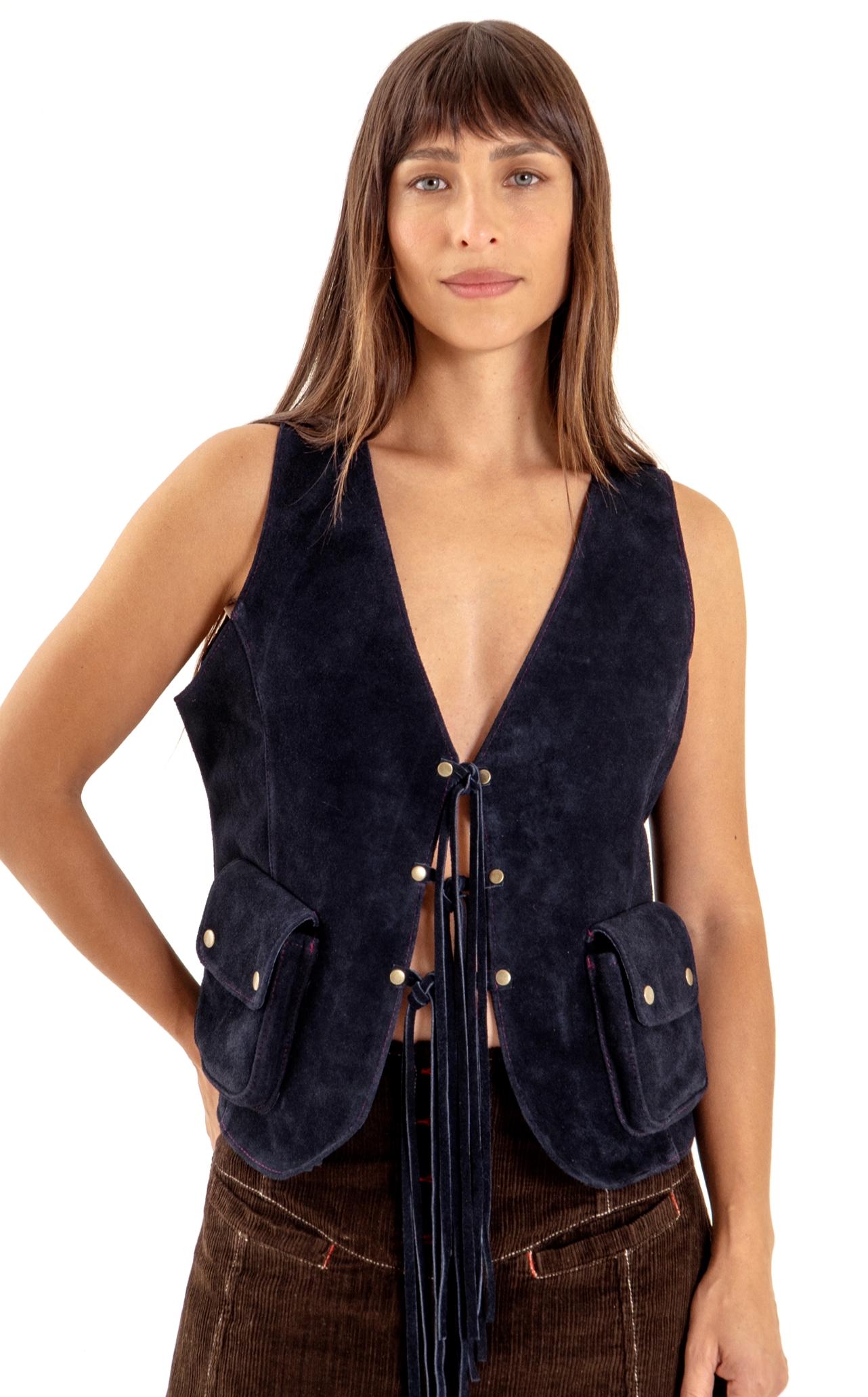 Chaleco en cuero BOHO
