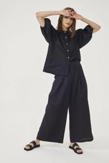 Pantalon en lino Culotte - Negro negro l