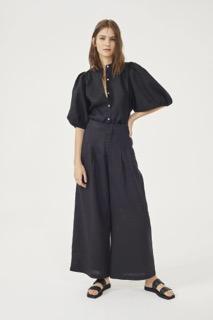 Pantalon en lino Culotte - Negro negro l