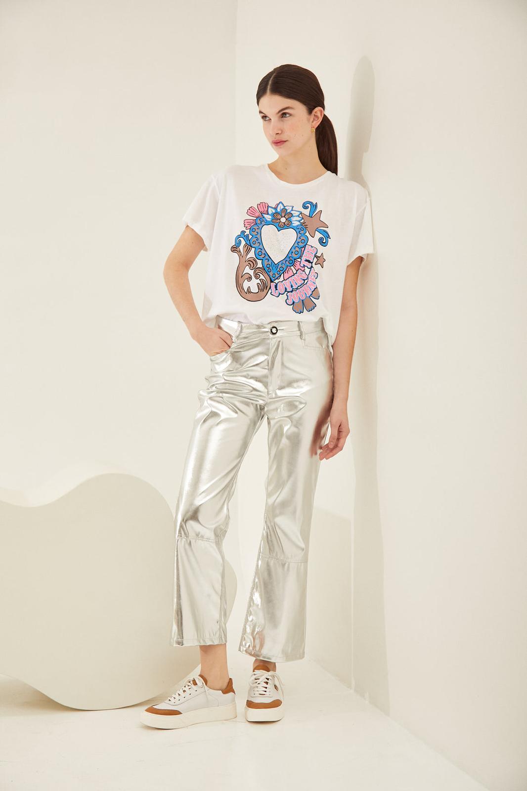 PANTALON METALLIC plateado l