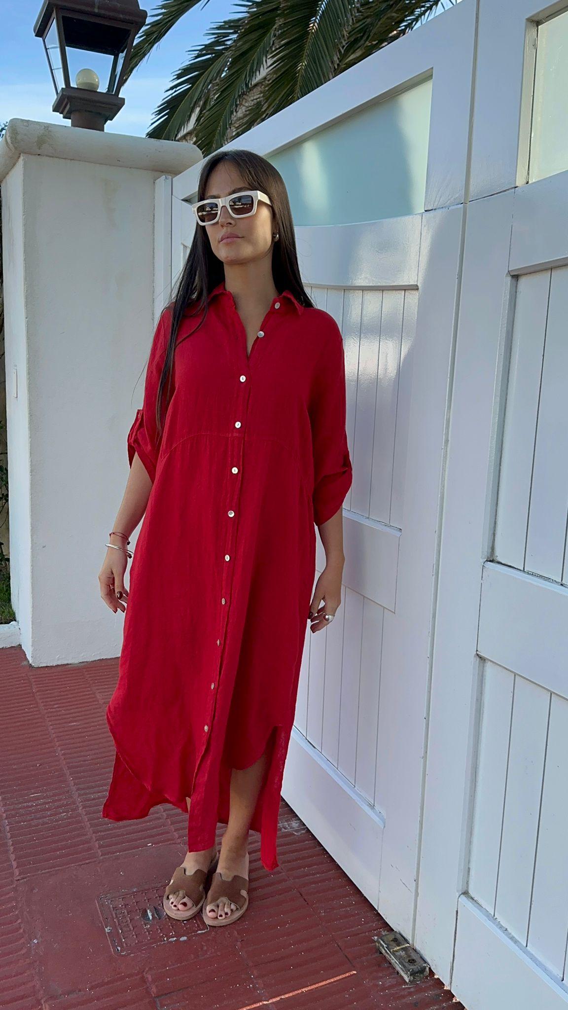 Vestido Camisero Livorno rojo talle unico