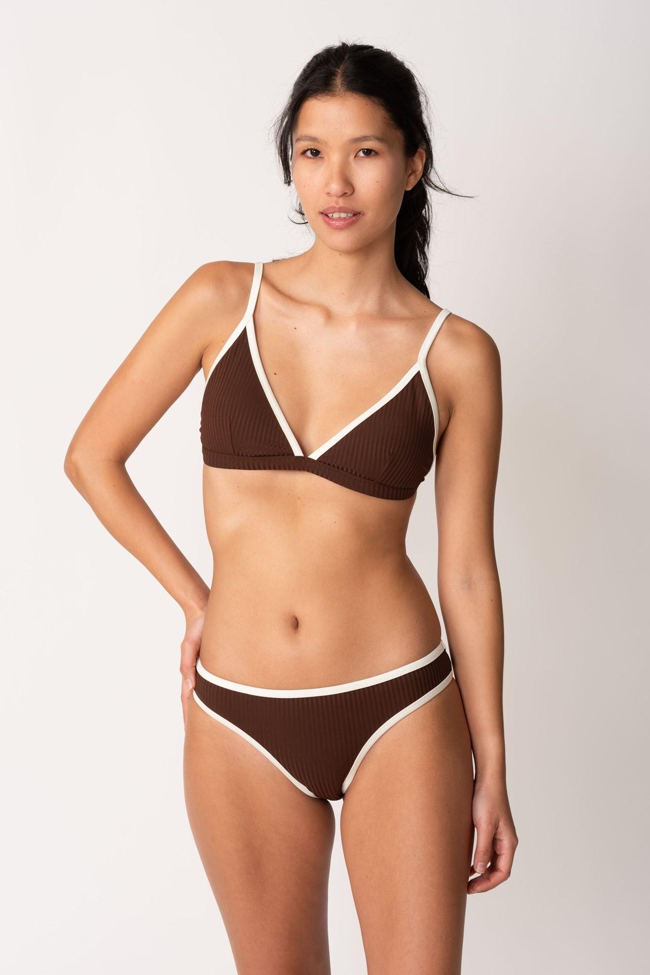 Copa Cabana - Bikini Triángulo Fijo Ribeteado chocolate l