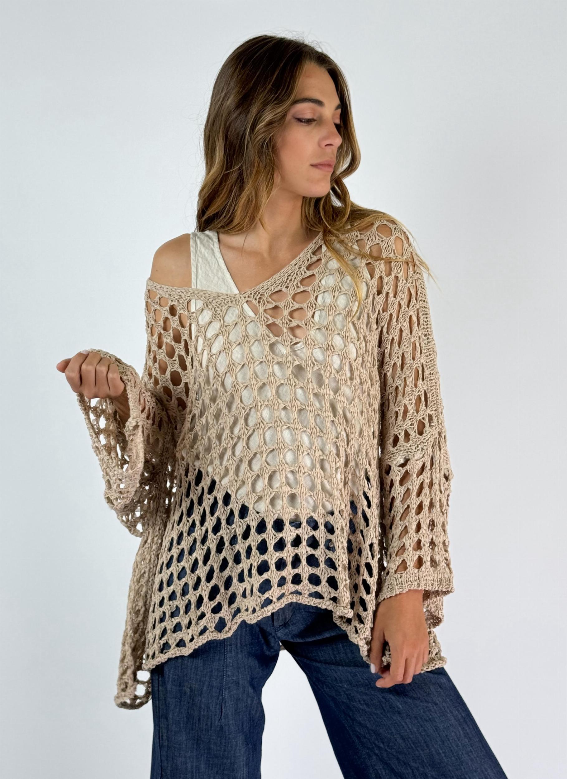 TOP SERRANO beige talle unico