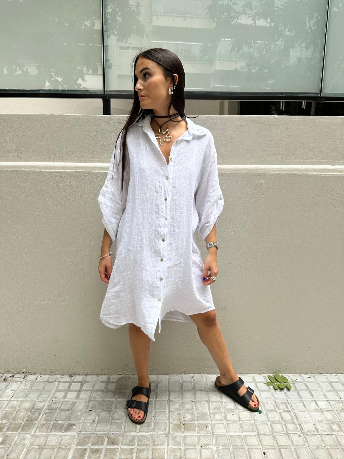 Vestido Camisero Venecia blanco talle unico