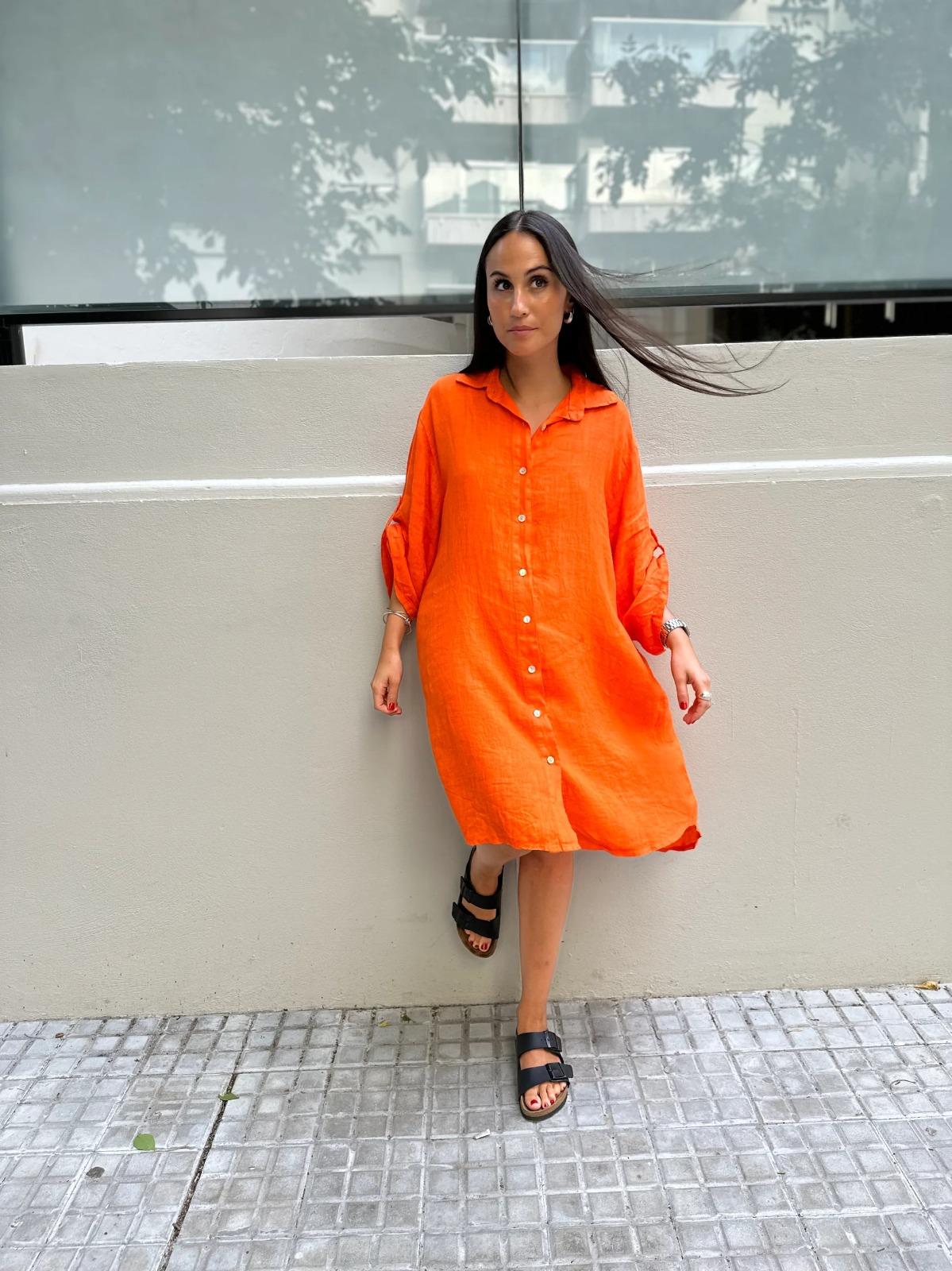 Vestido Camisero Venecia naranja talle unico