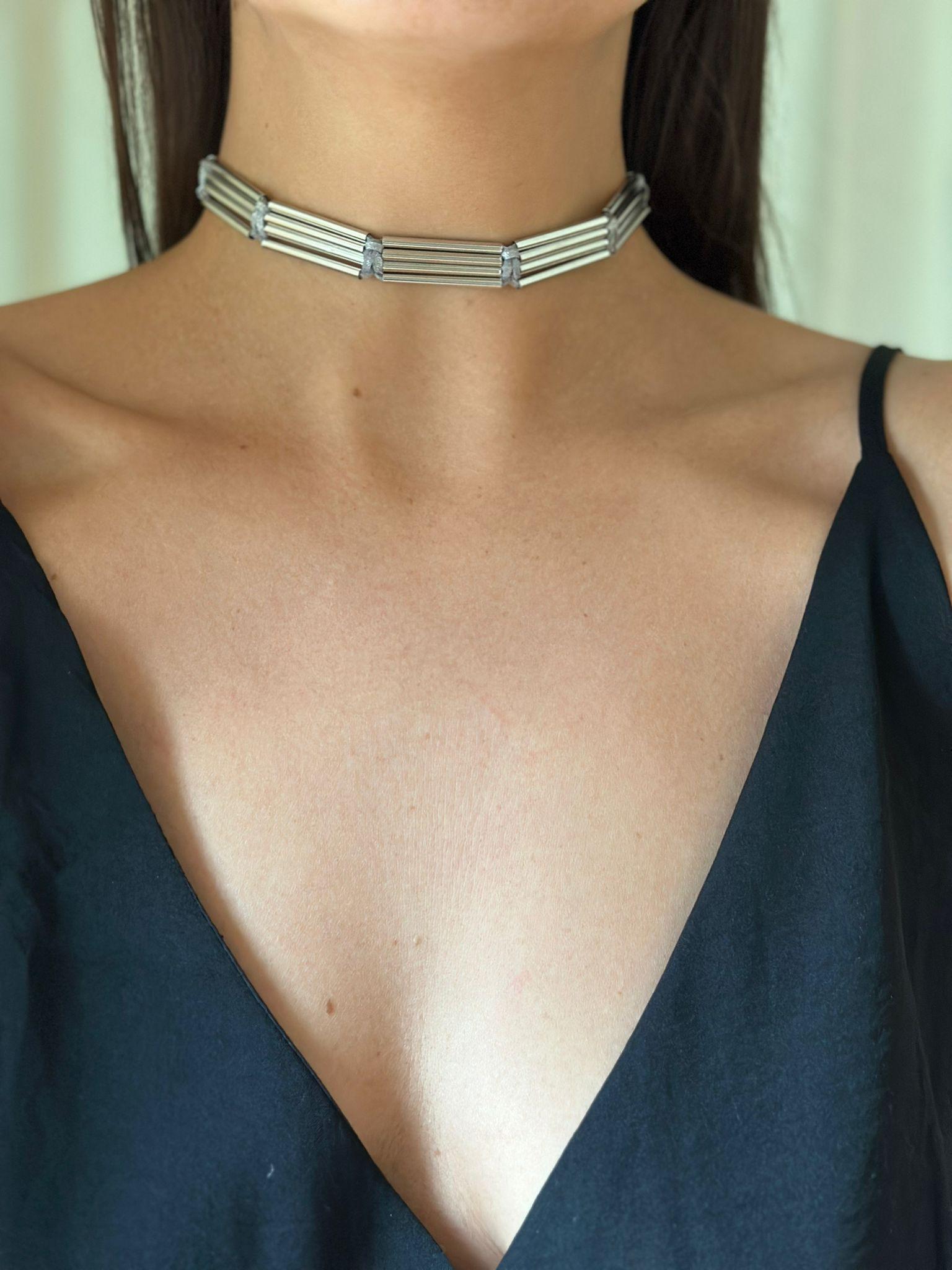 Choker Stripe plateado talle unico