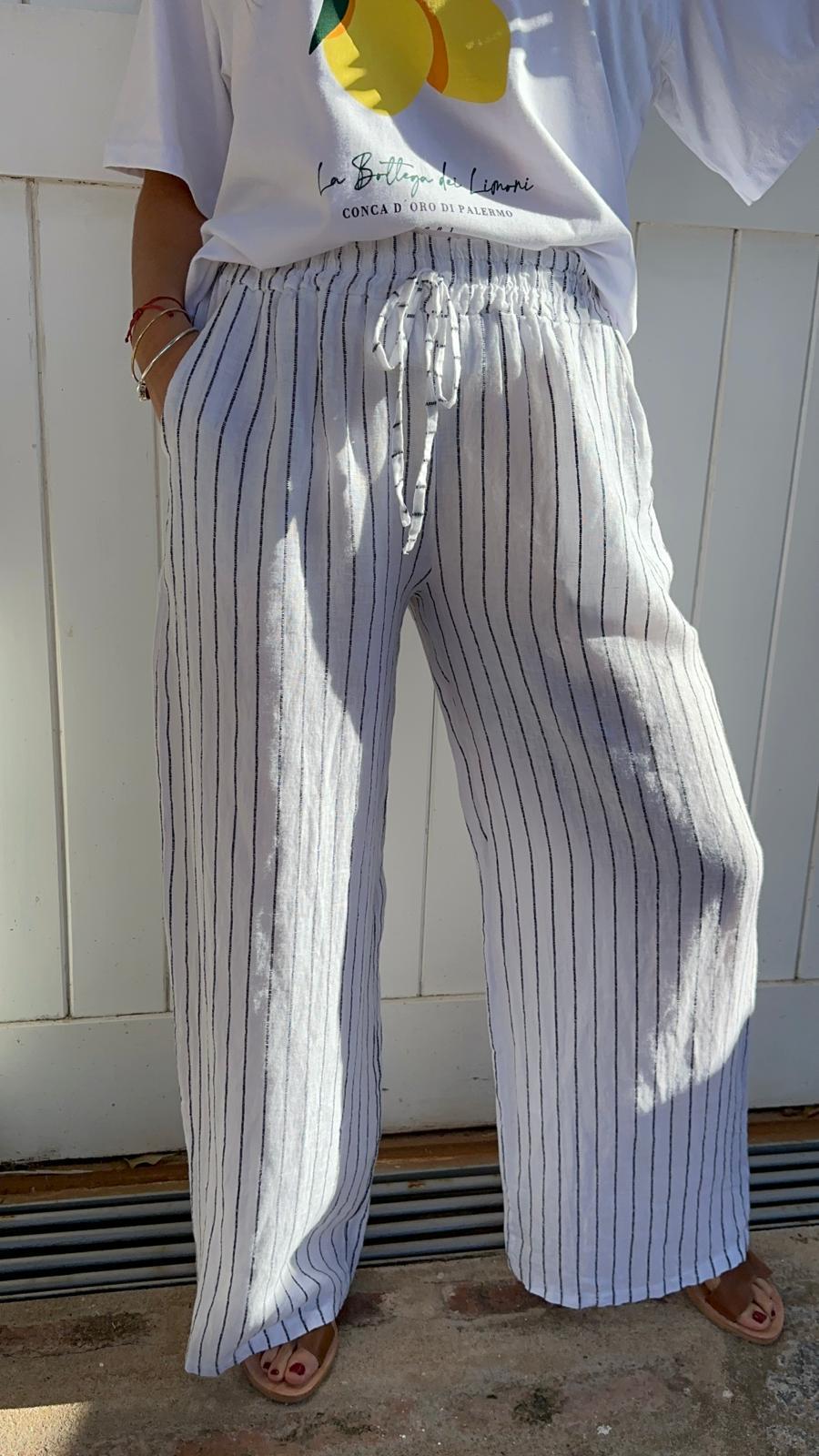 Pantalon Cerdeña Rayado blanco talle unico