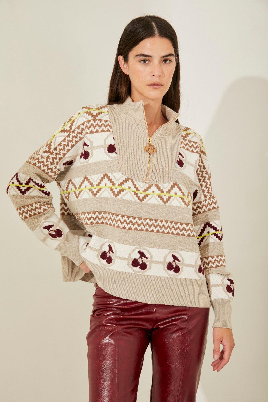 Sweater Cherry beige talle unico