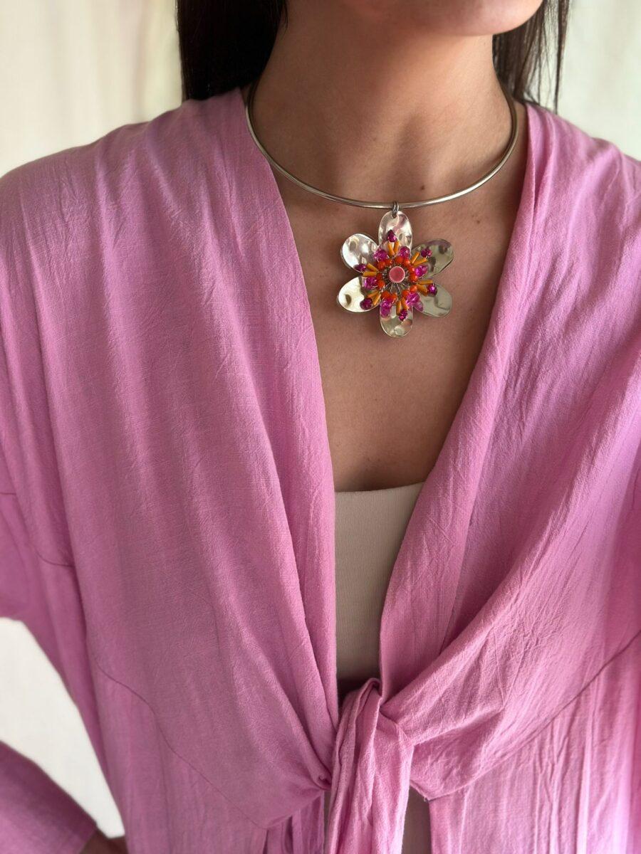 Collar Flora fucsia talle unico