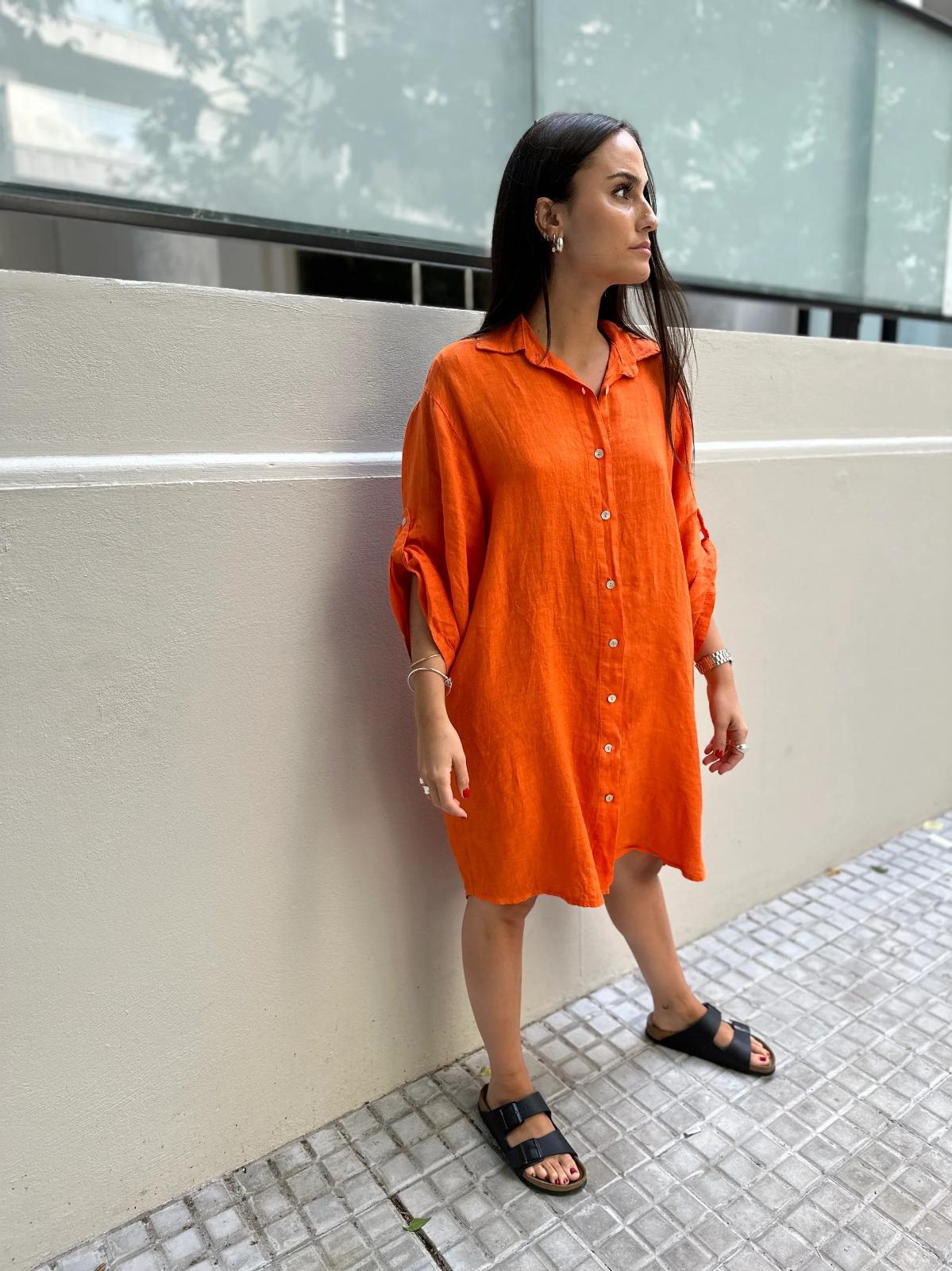 Vestido Camisero Venecia naranja talle unico