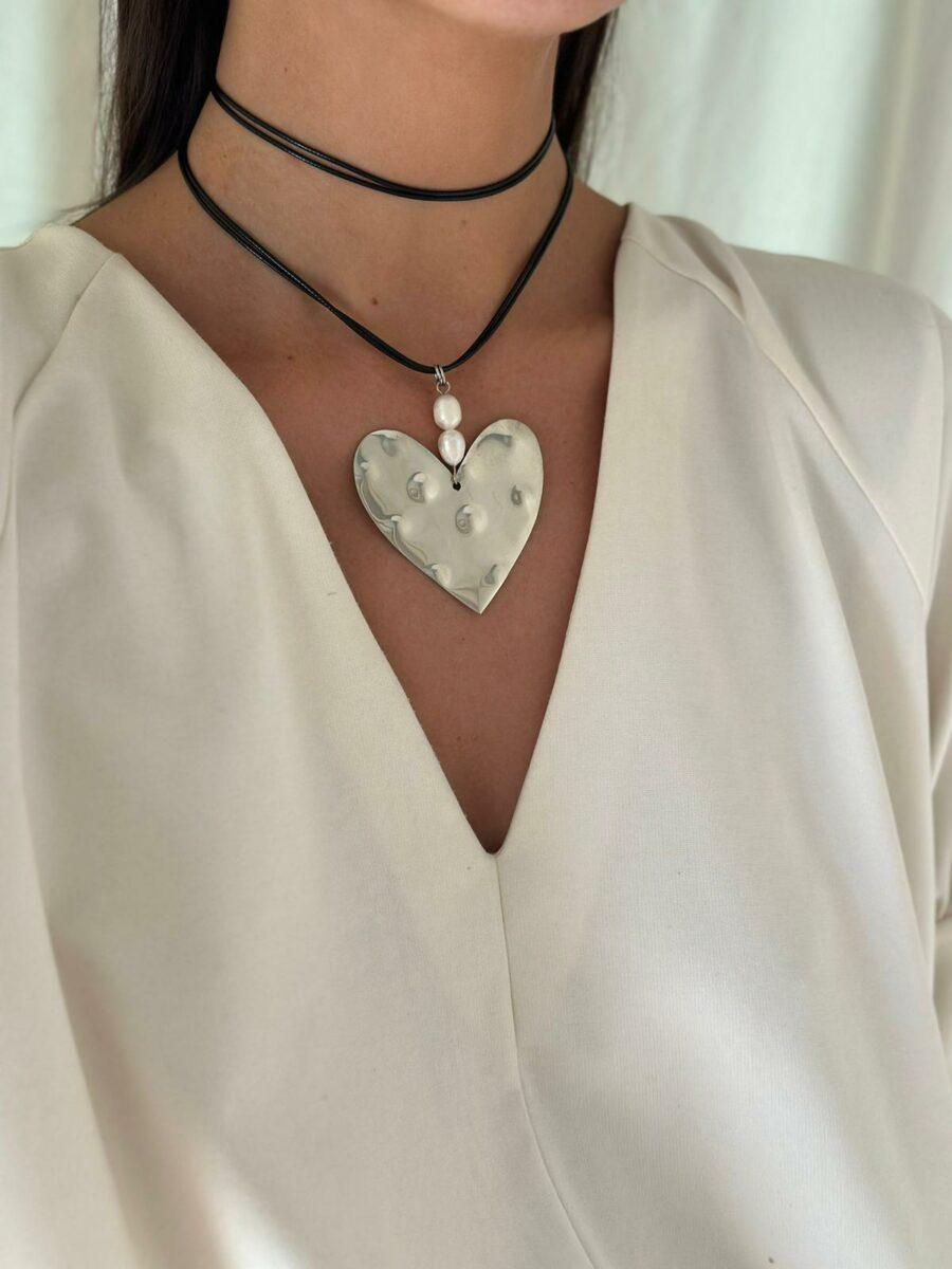 Collar Valentin plateado talle unico