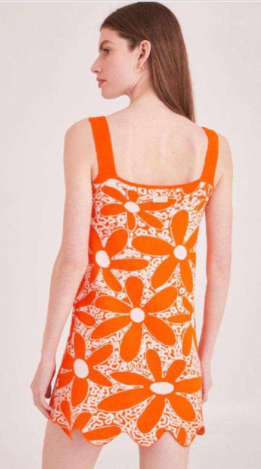 VESTIDO FLOWER naranja m/l