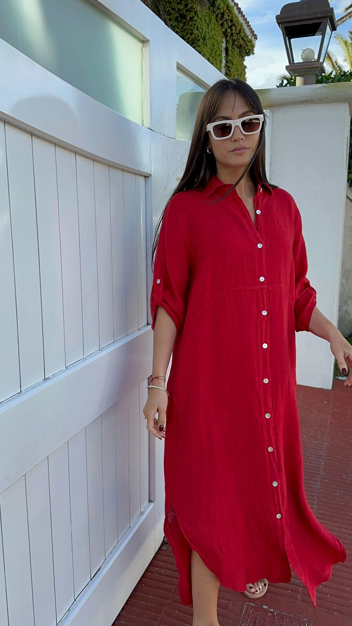 Vestido Camisero Livorno rojo talle unico