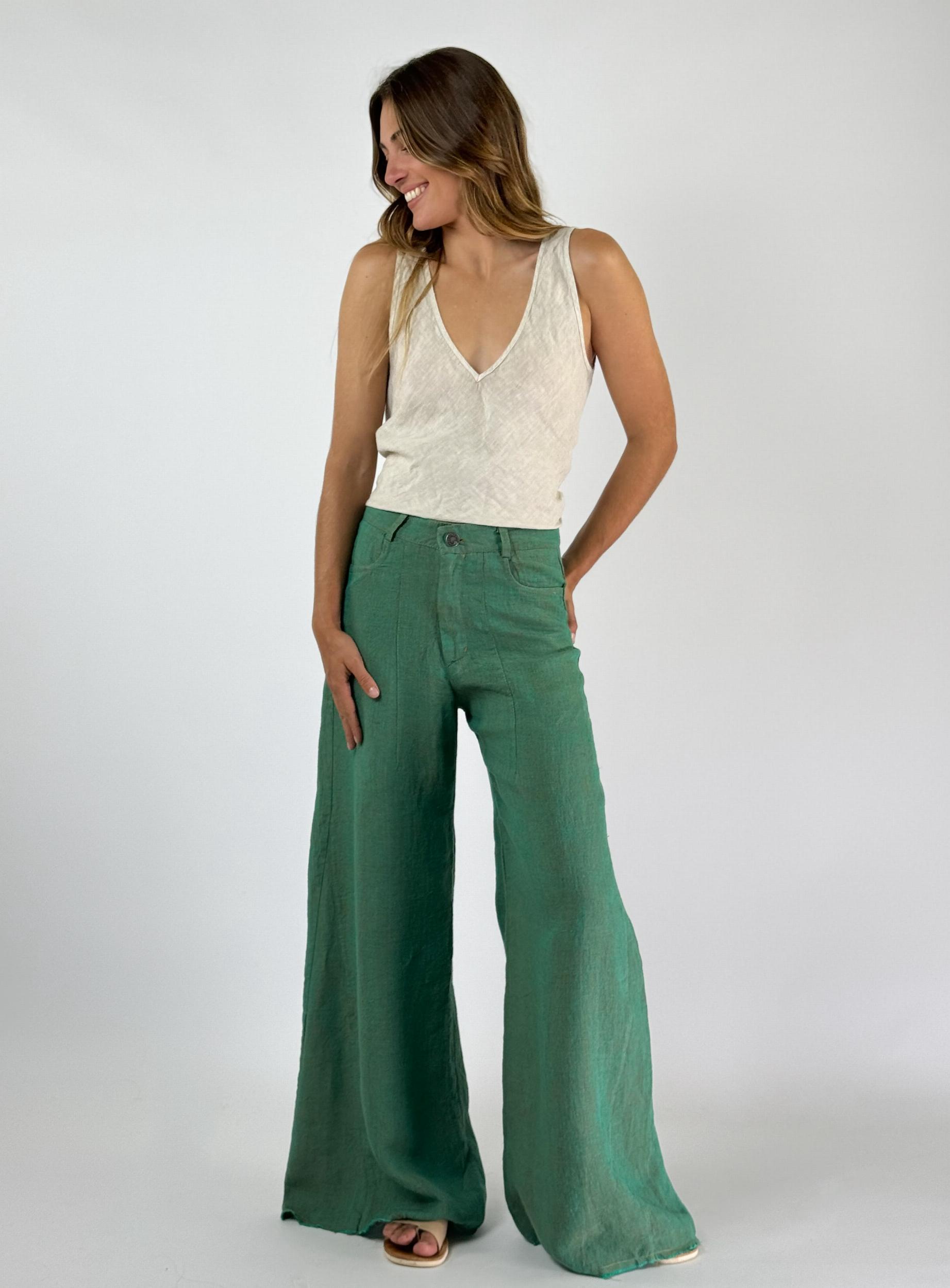 PANTALON JACINTO NEW LINO verde xs