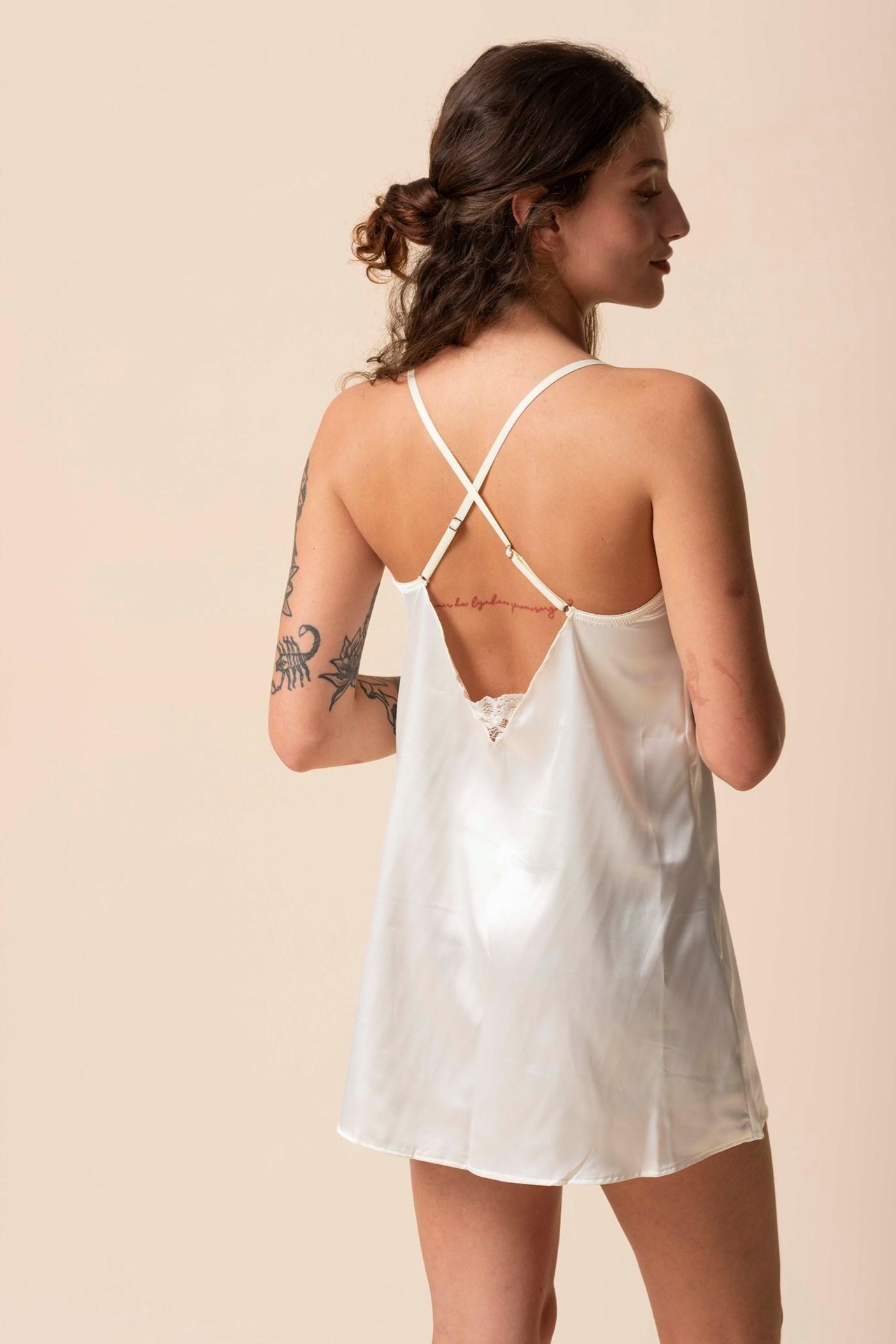 Anastasia - Camisón de seda con encaje natural l