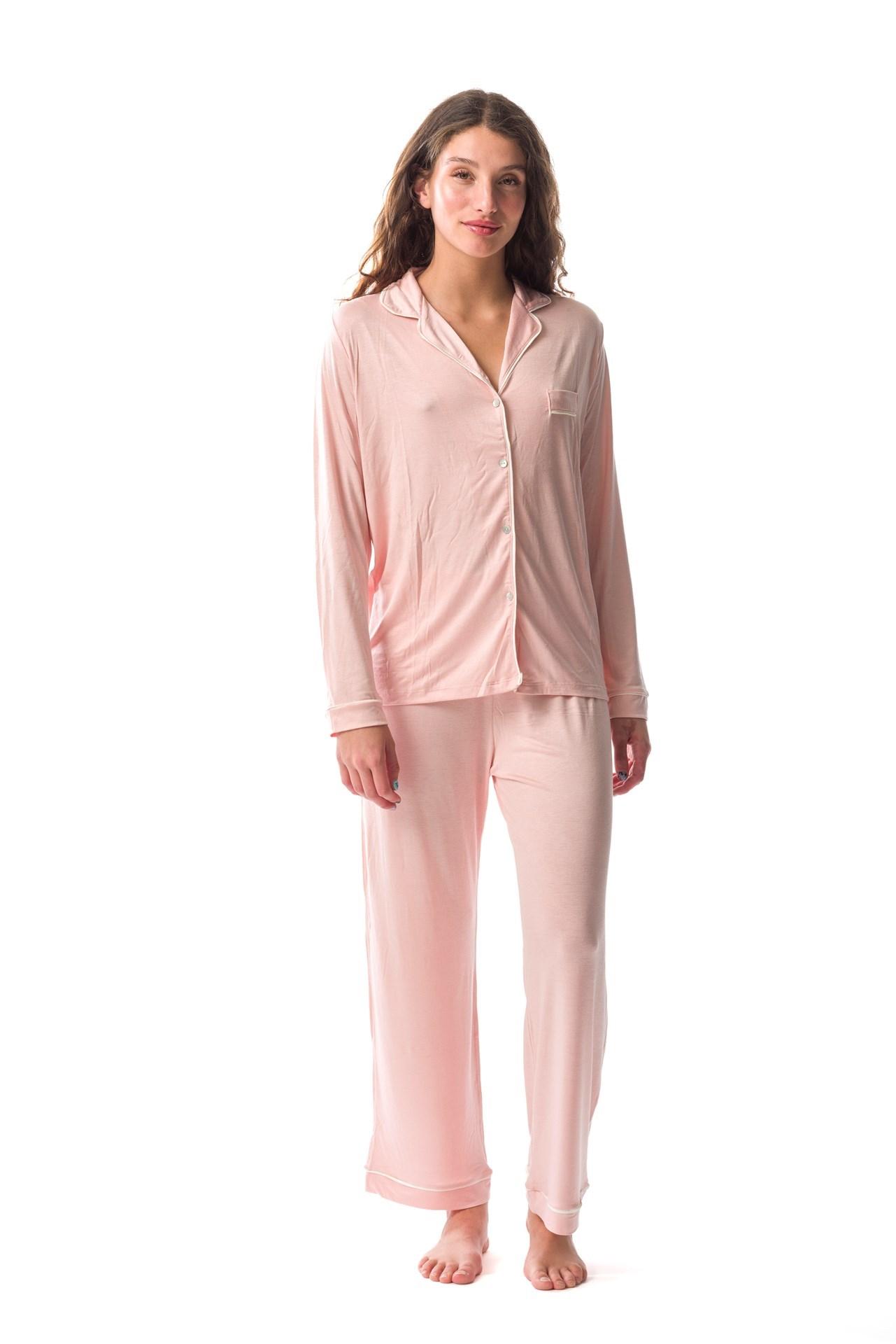 Donatella - Pijama Camisero Largo rosado pastel m