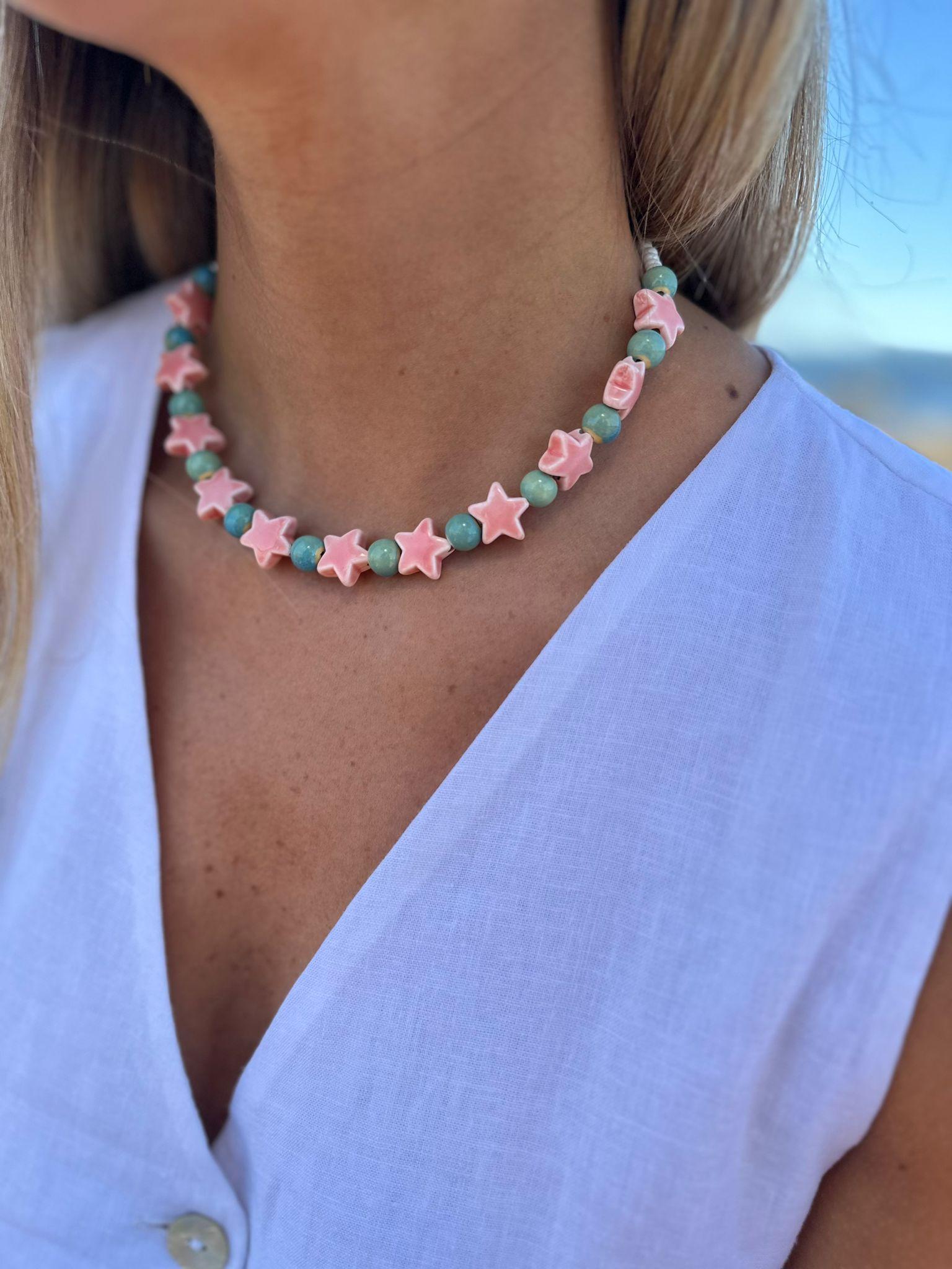 Collar Cometa rosado pastel talle unico