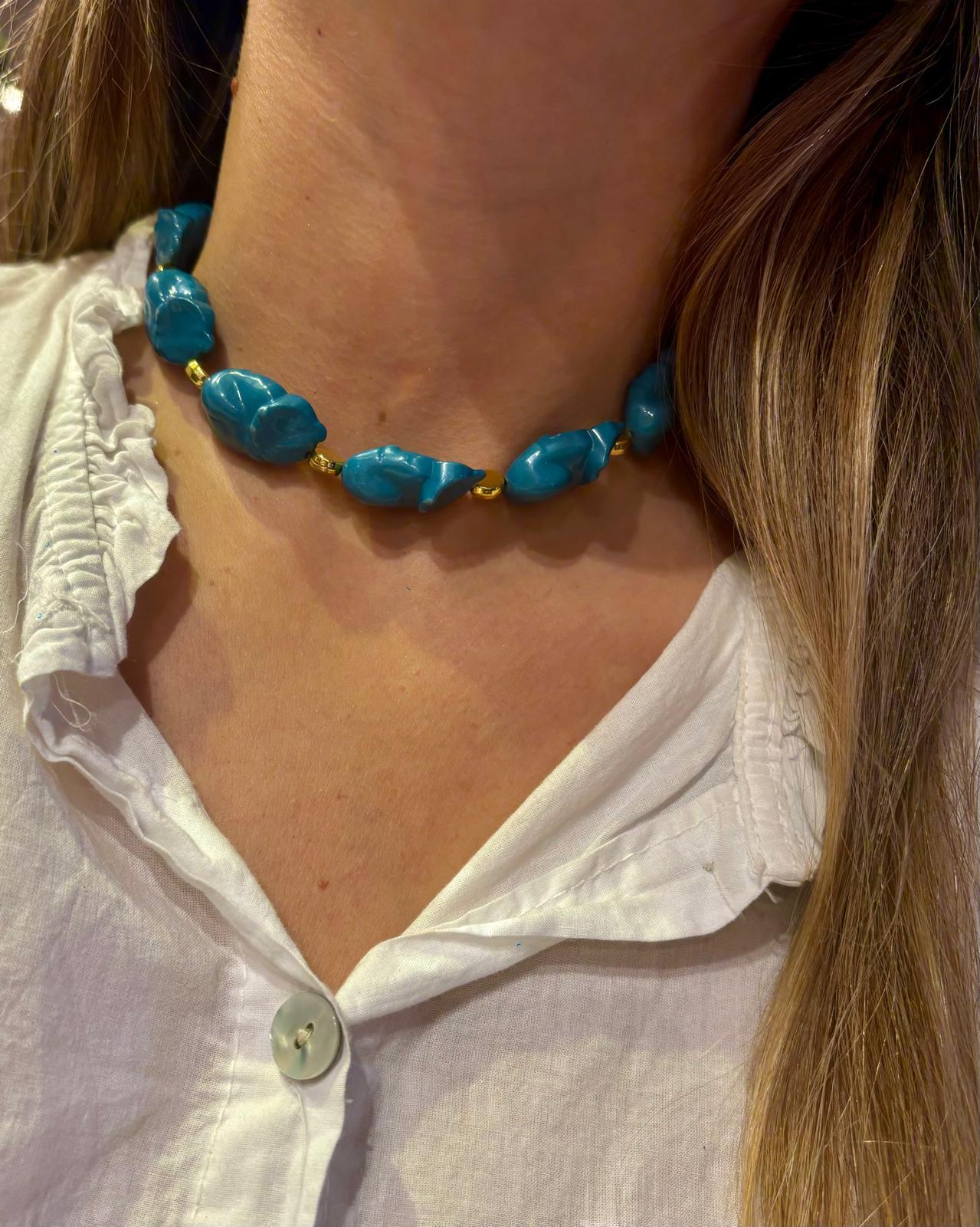 Collar Corazon real turquesa n/a