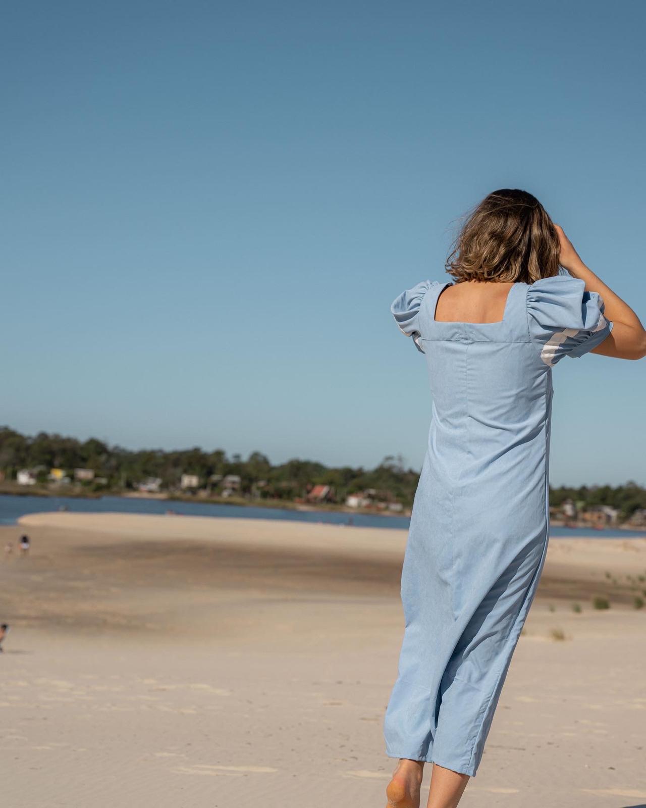 VESTIDO JACINTA azul piedra l