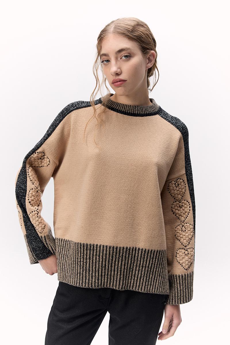 Sweater Cuore camel l