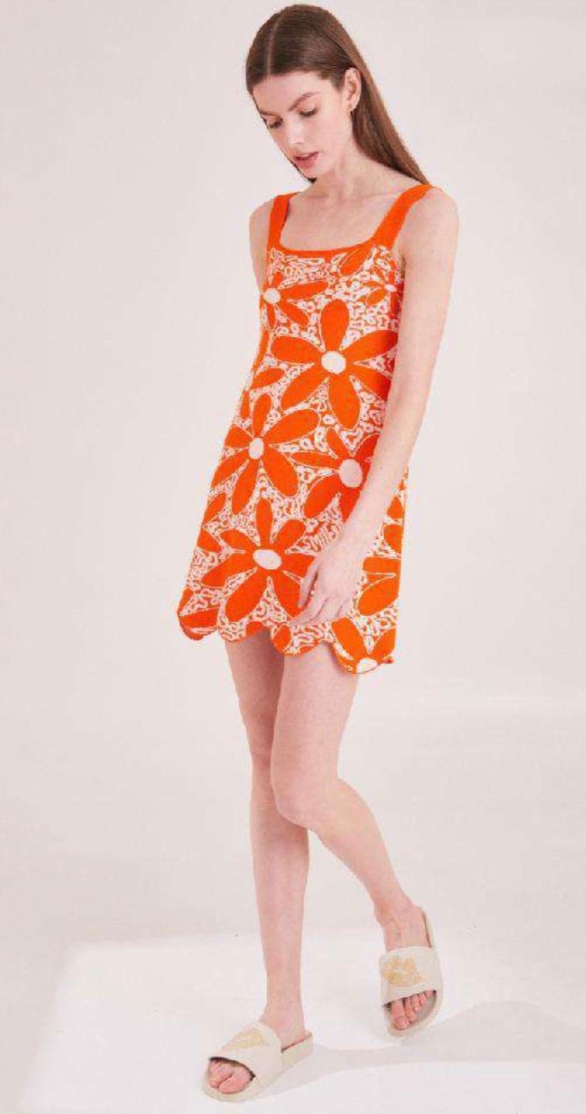 VESTIDO FLOWER naranja m/l