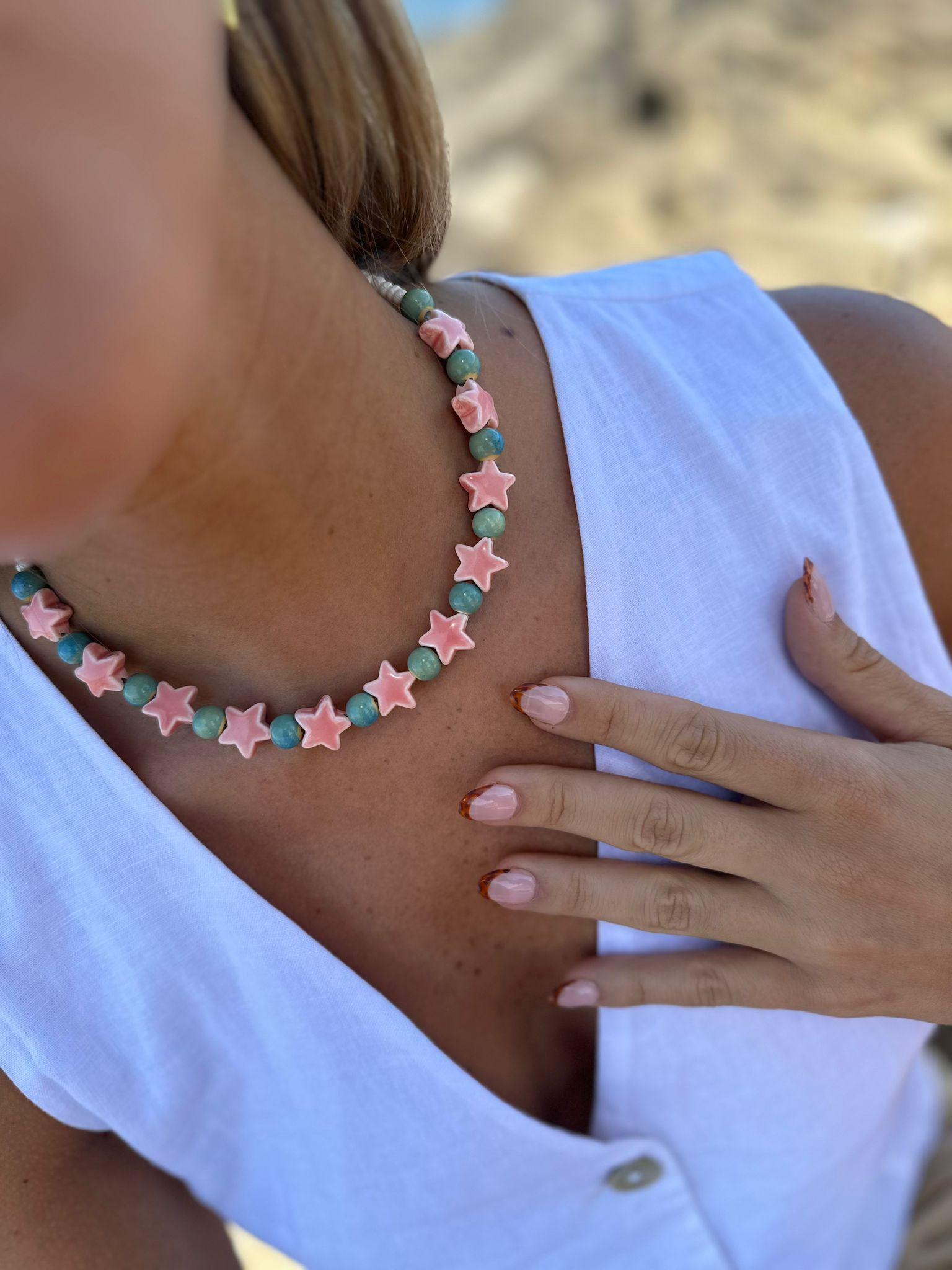 Collar Cometa rosado pastel talle unico