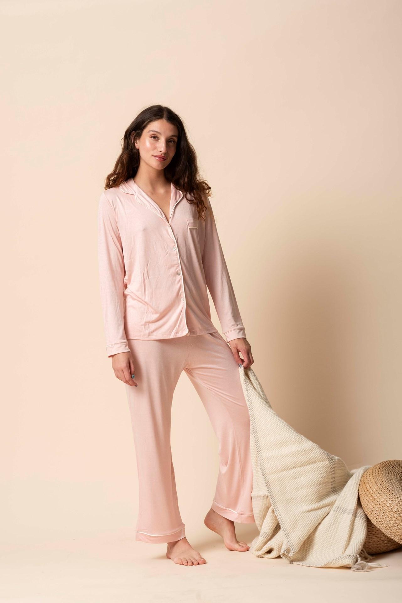 Donatella - Pijama Camisero Largo rosado pastel m