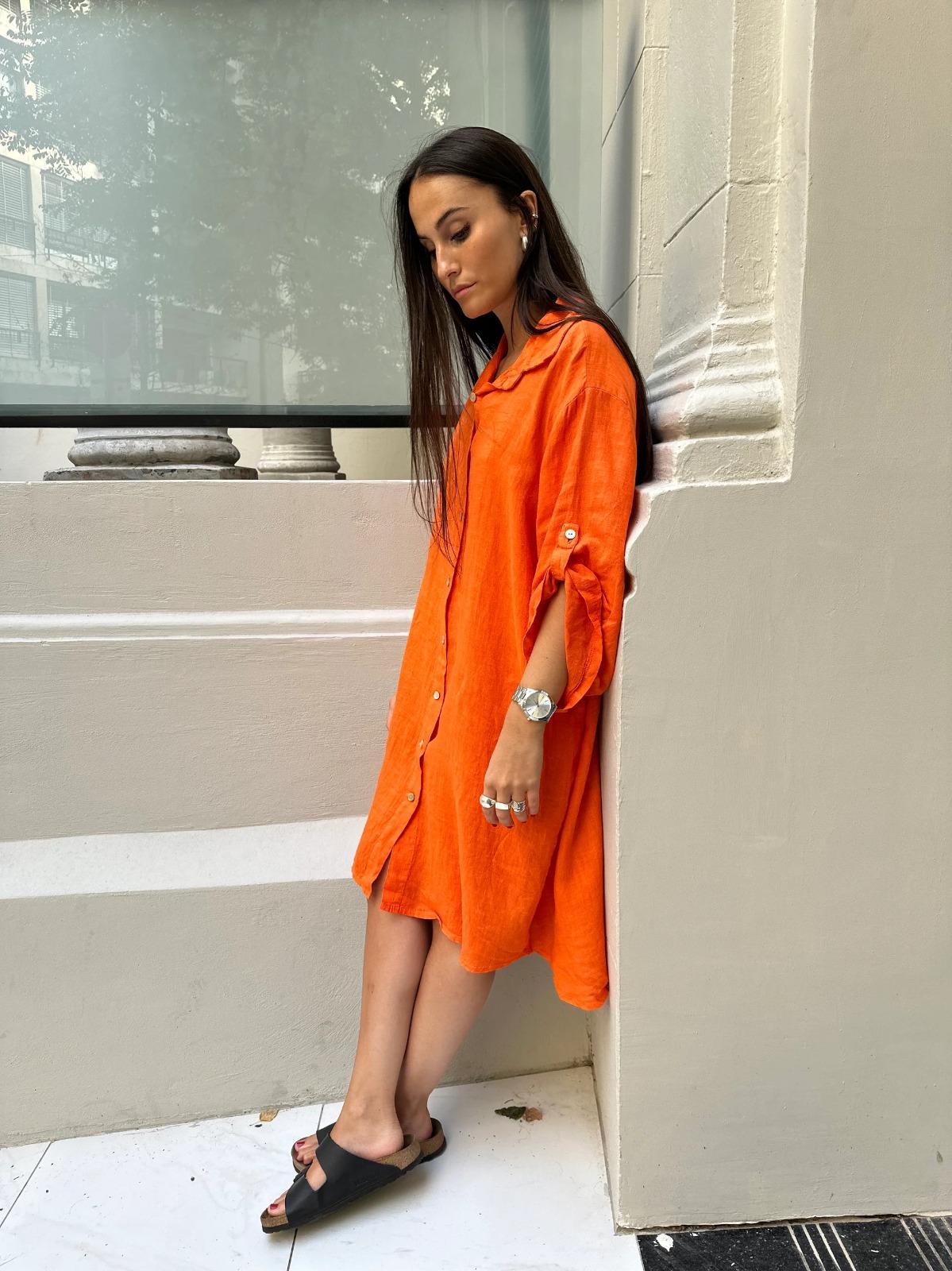 Vestido Camisero Venecia naranja talle unico