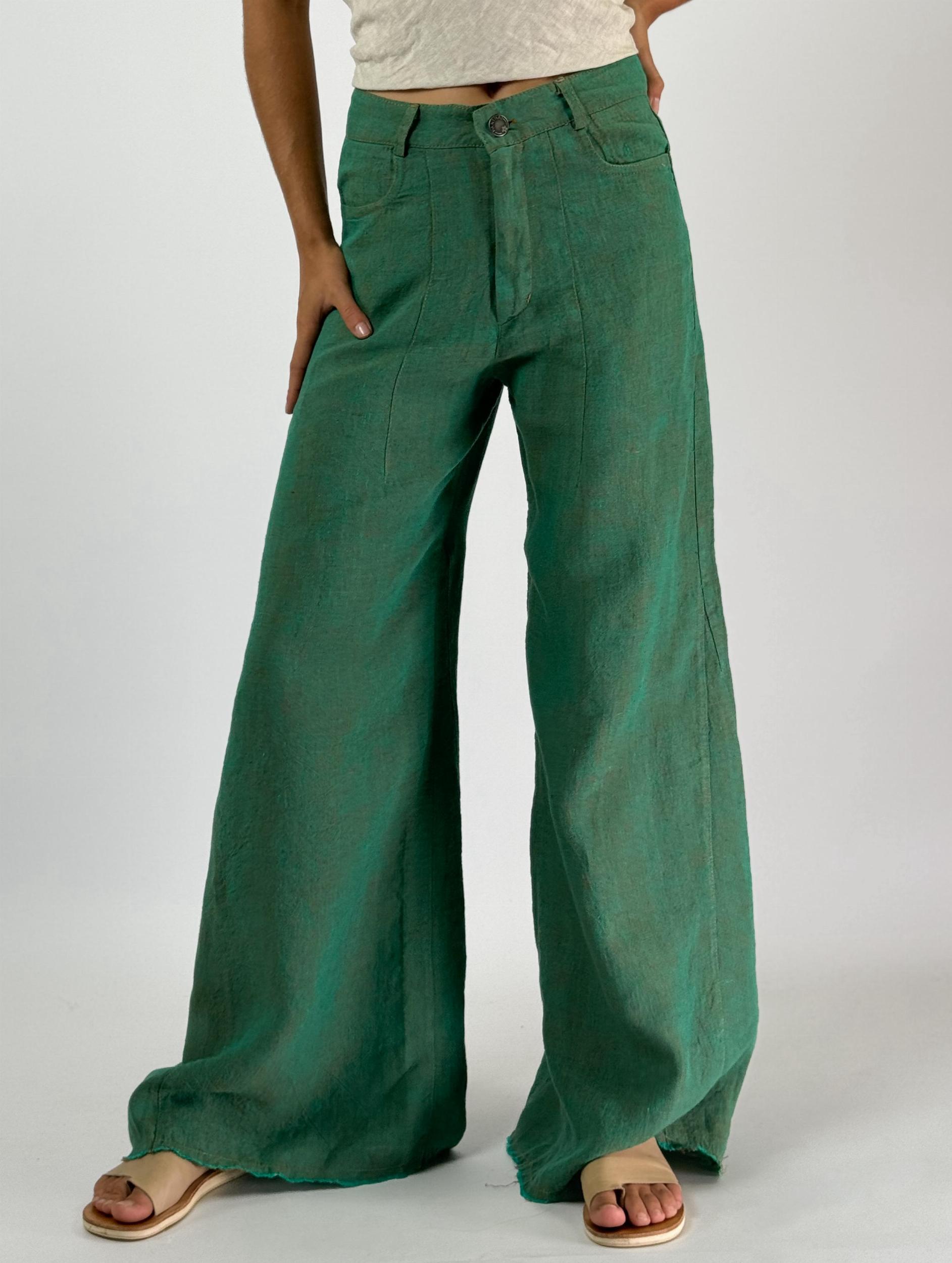 PANTALON JACINTO NEW LINO verde xs