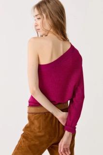 Top de punto glitter One Shoulder - Fucsia fucsia s/m