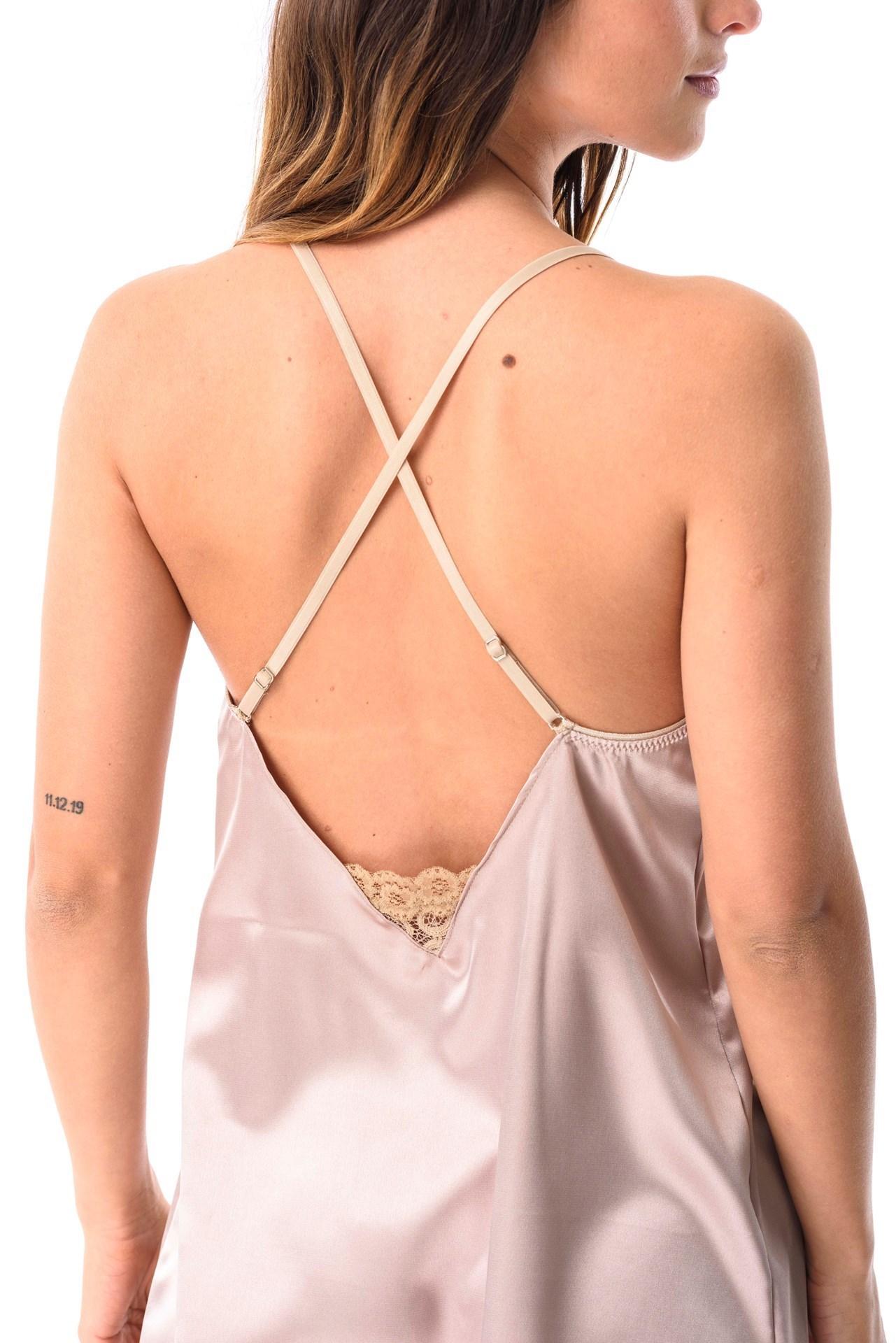 Anastasia - Camisón de seda con encaje oro rosa s