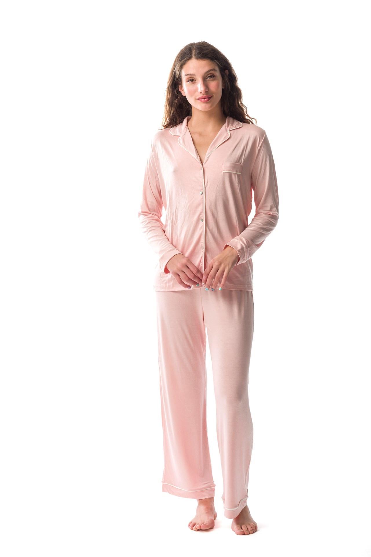 Donatella - Pijama Camisero Largo rosado pastel l