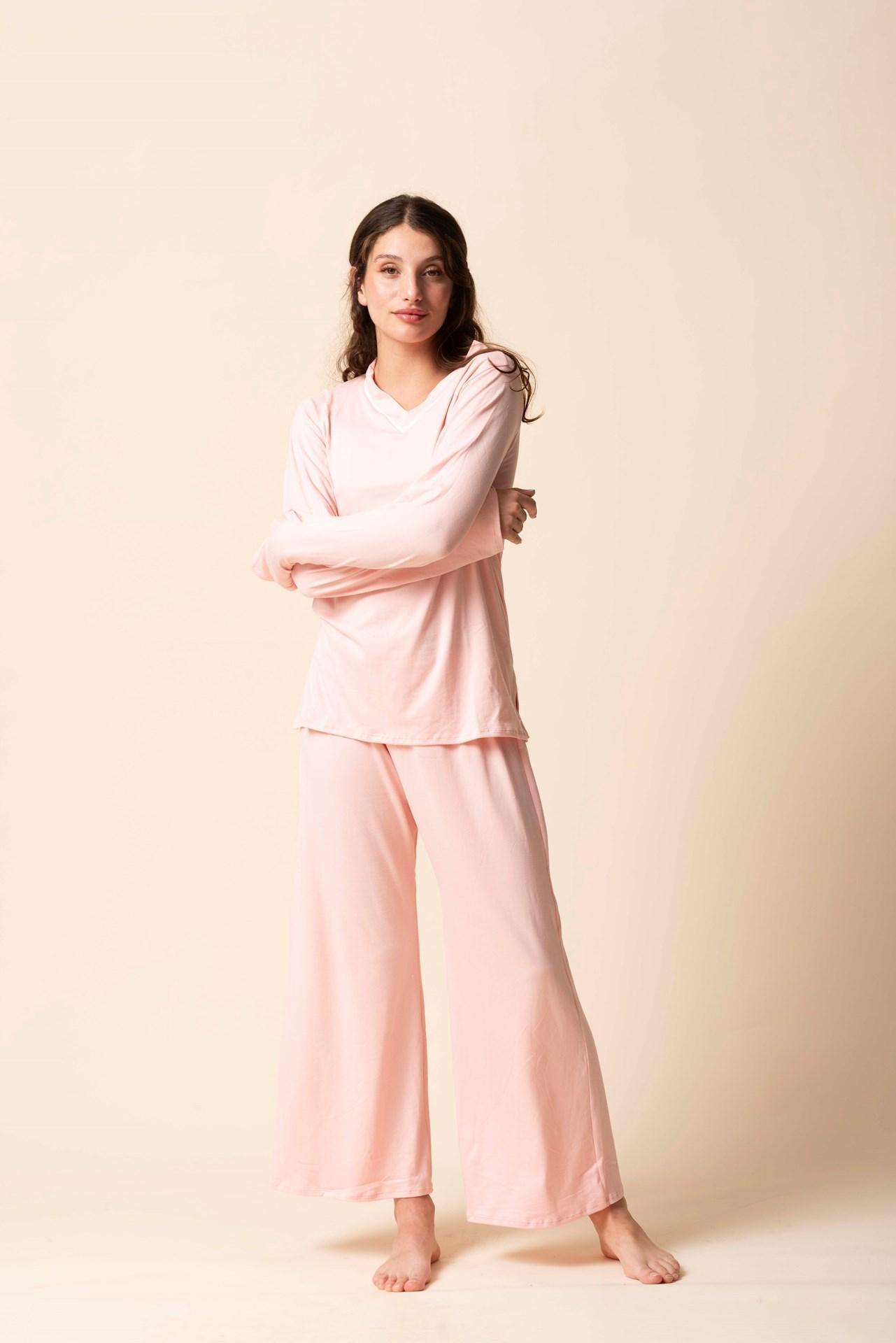 Cala - Pijama Manga Larga escote en V rosado m