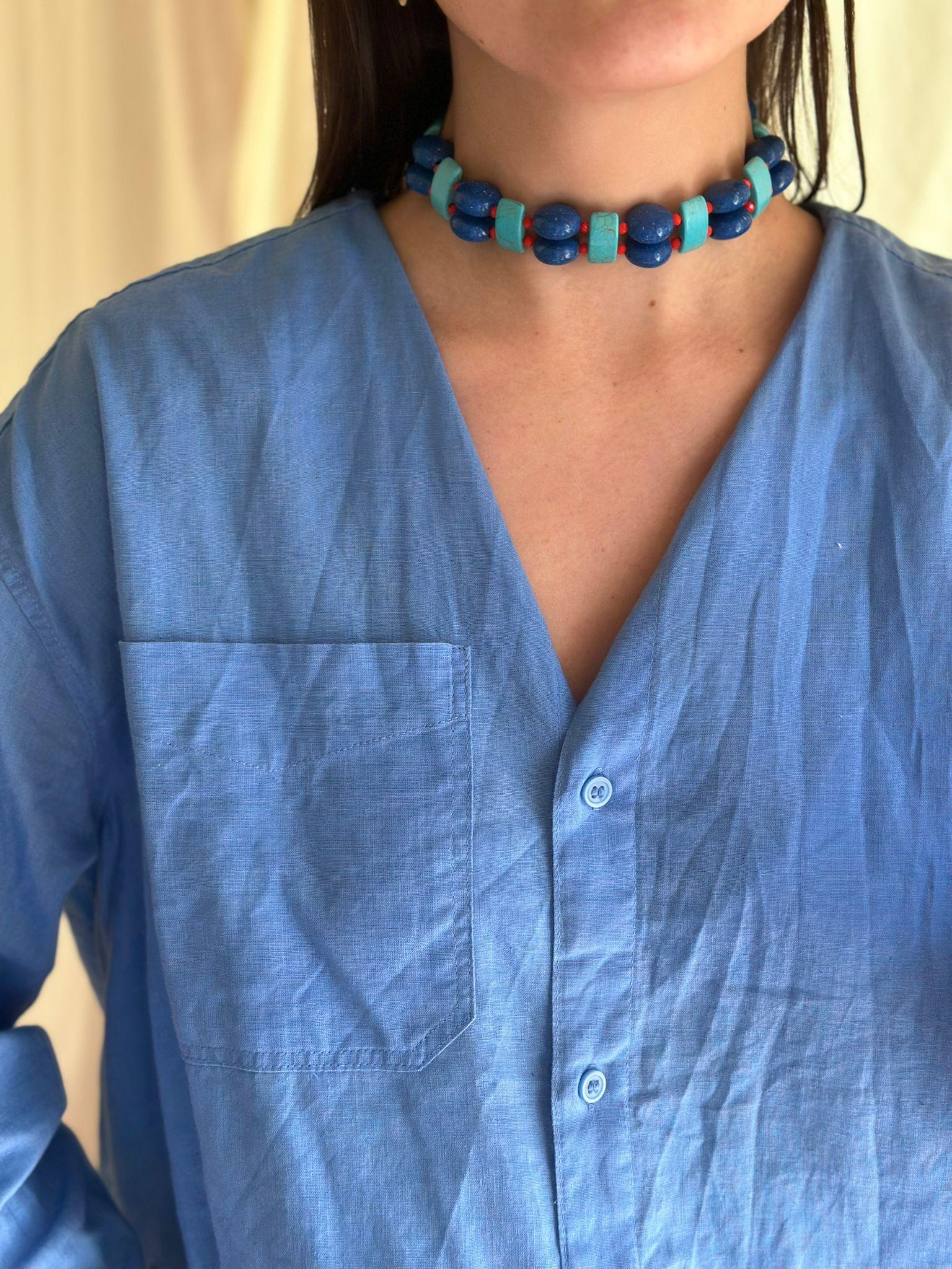 Choker Alegría azul talle unico