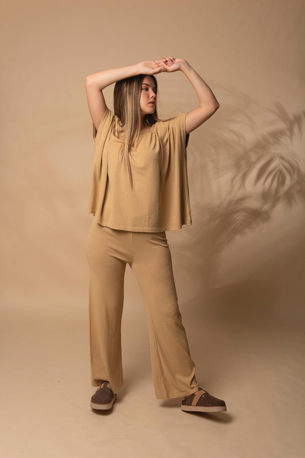 PANTALON TURIN camel talle unico