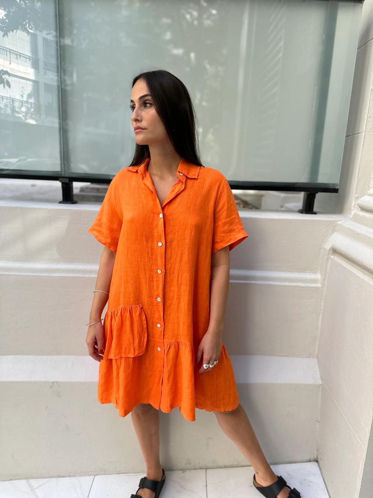 Vestido Genova naranja talle unico