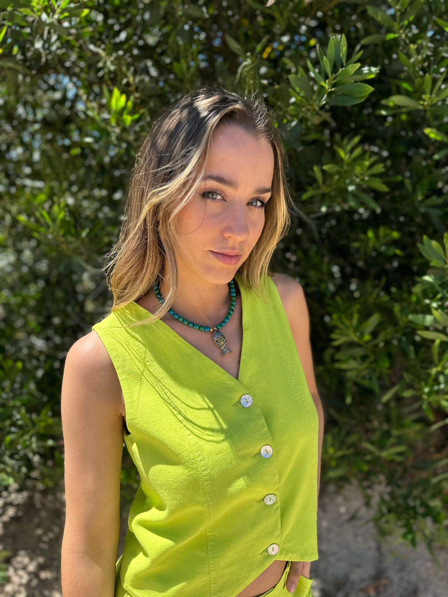 Collar Peixe verde agua talle unico