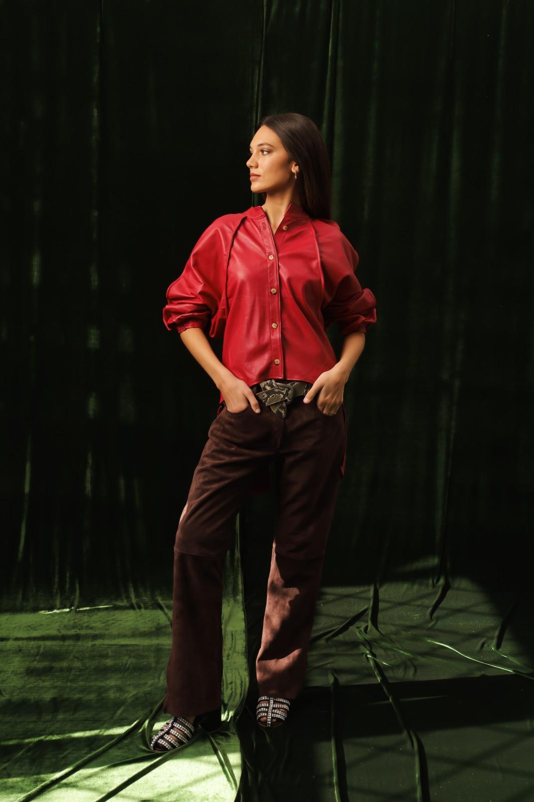 Leather Fulera Shirt rojo m