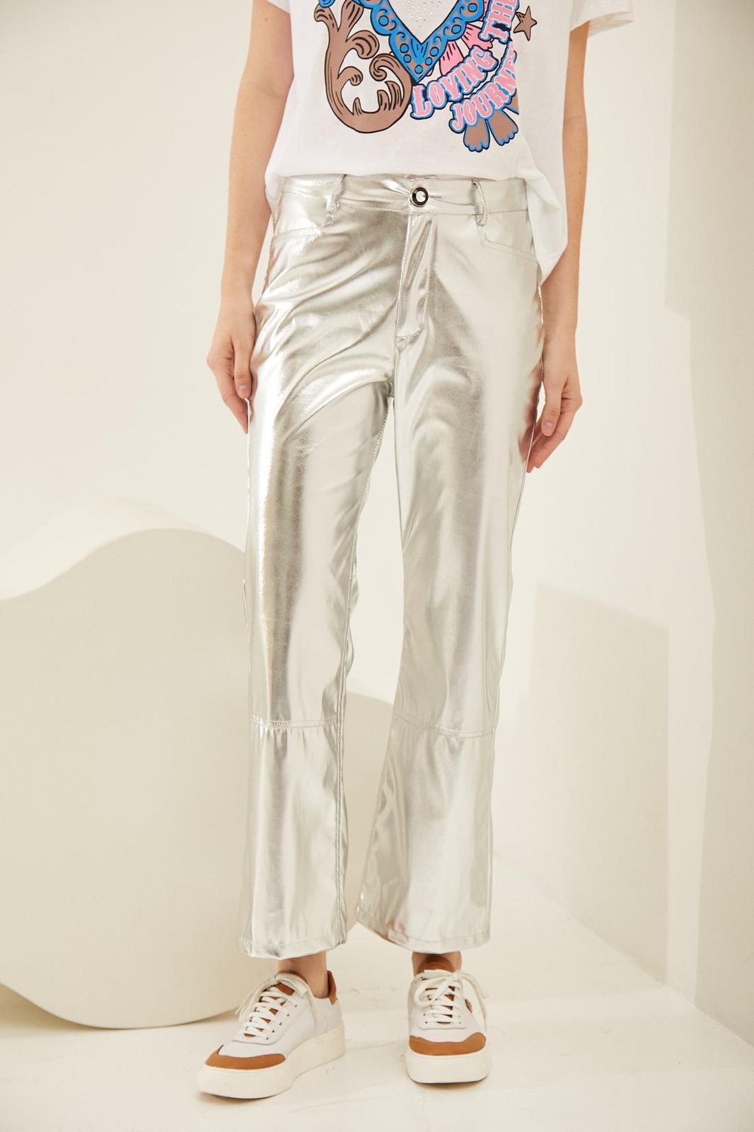 PANTALON METALLIC plateado l