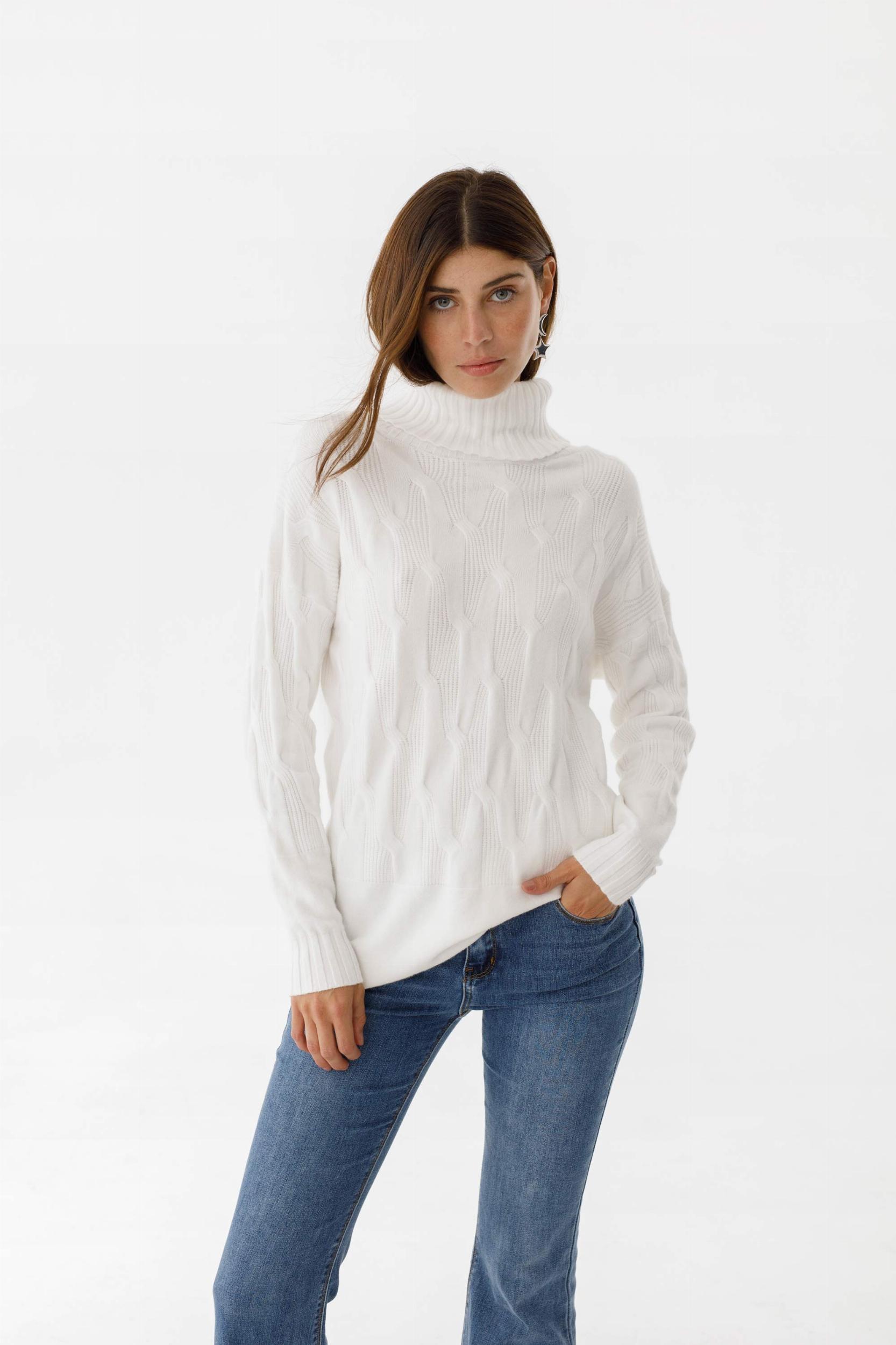 Sweater Poleron Liz blanco talle unico