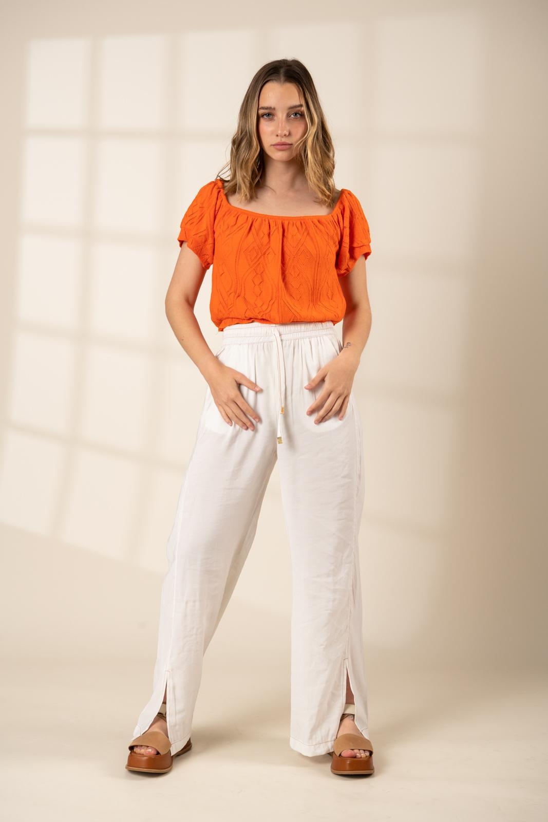 PANTALON WIDE blanco l