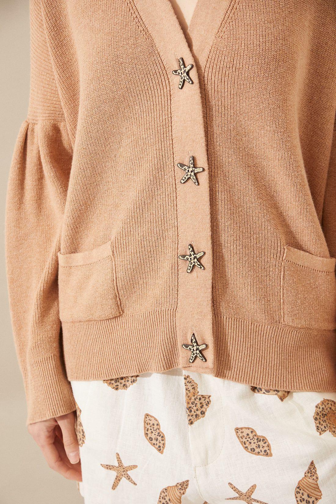 CARDIGAN SEAHORSE camel talle unico